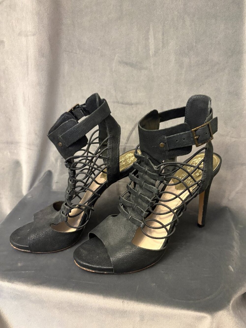 Vince Camuto Black Cage Stiletto Heels Size 8